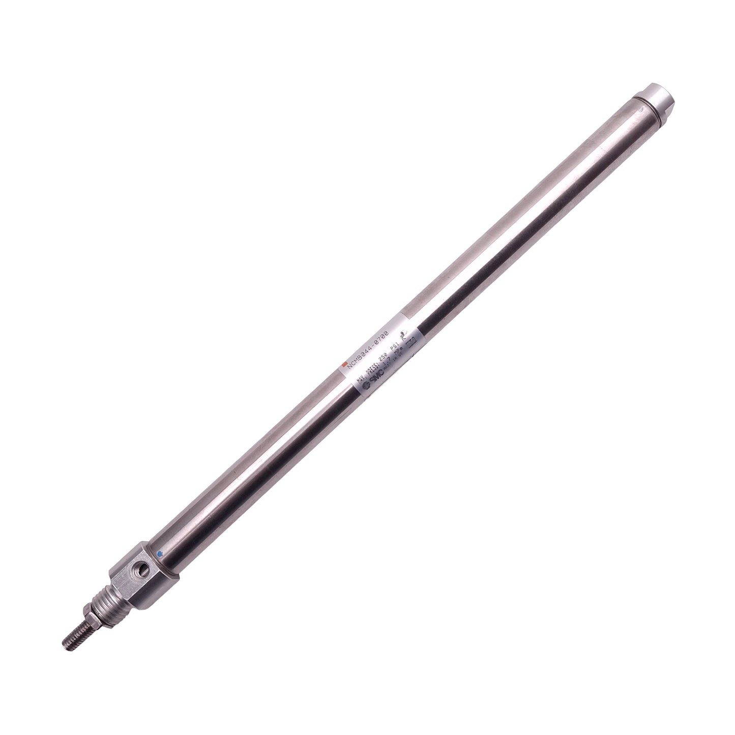 Used SMC NCMB044-0700 Pneumatic Cylinder, ø7/16in Bore, 7in Stroke, #10-32, 250psi