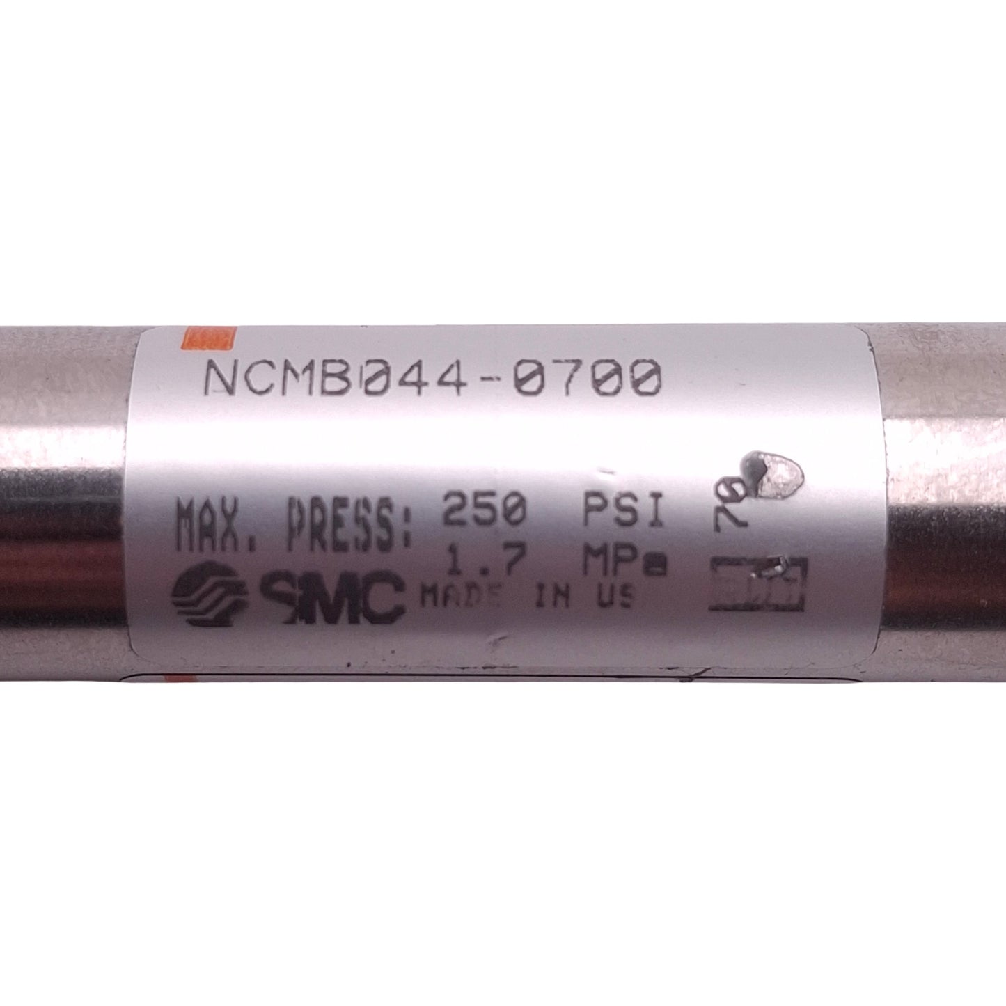 Used SMC NCMB044-0700 Pneumatic Cylinder, ø7/16in Bore, 7in Stroke, #10-32, 250psi