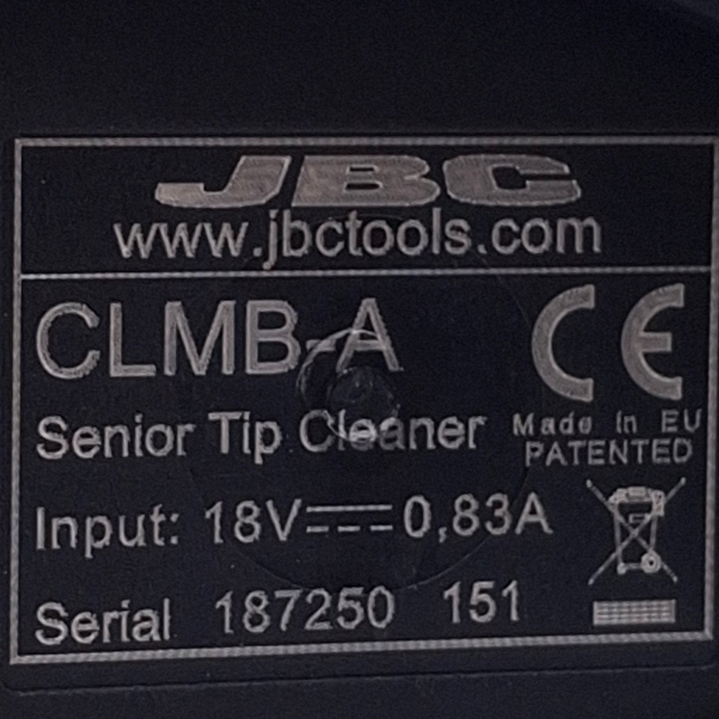 Used JBC CLMB-A Automatic Tip Cleaner With Metal Brush ø50mm Brush, 100-240VAC Input