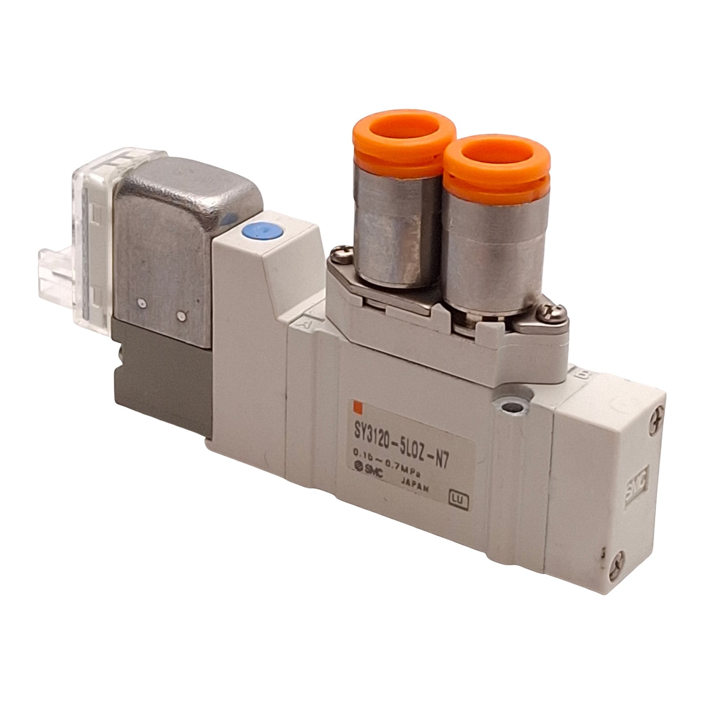 Used SMC SY3120-5LOZ-N7 Solenoid Valve, 2-Pos Single, 0.7MPa, ø1/4" P2C, 24VDC Coil