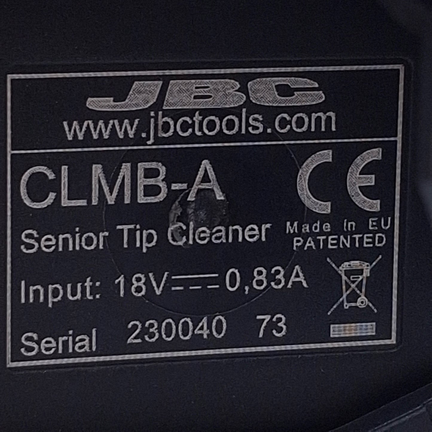 Used JBC CLMB-A Automatic Tip Cleaner With Metal Brush ø50mm Brush, 100-240VAC Input