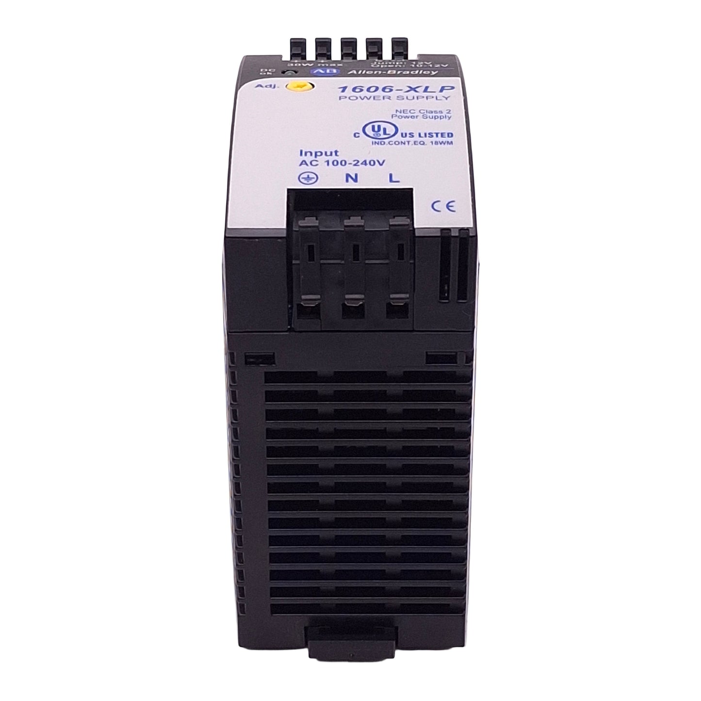 Used Allen Bradley 1606-XLP30B Power Supply, 100-240VAC In, 3A 10-12VDC 30W Out