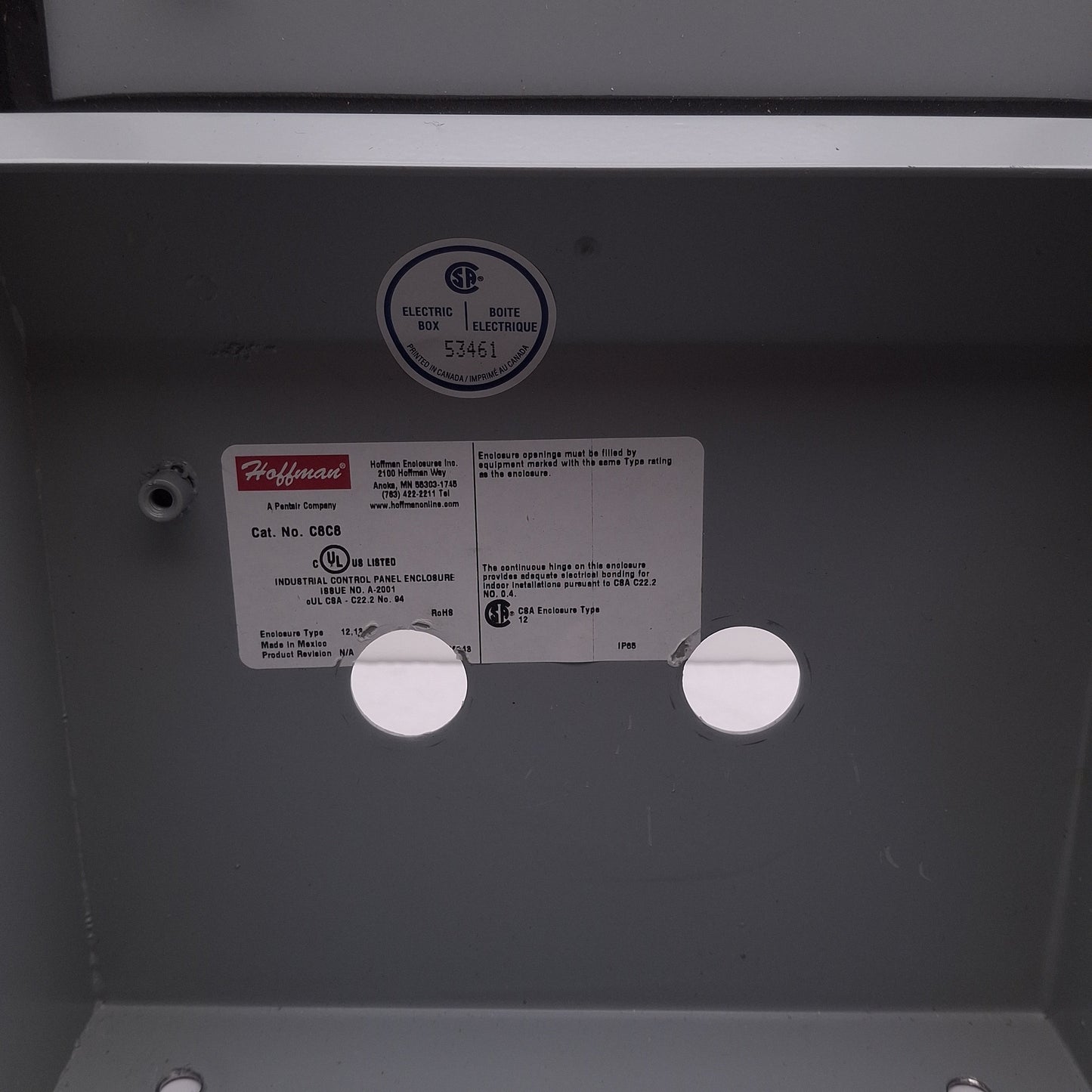 Used Hoffman C8C8 Steel Consolet Enclosure, Sloped Cover, 8" x 8" x 7.09" *w/ Holes*