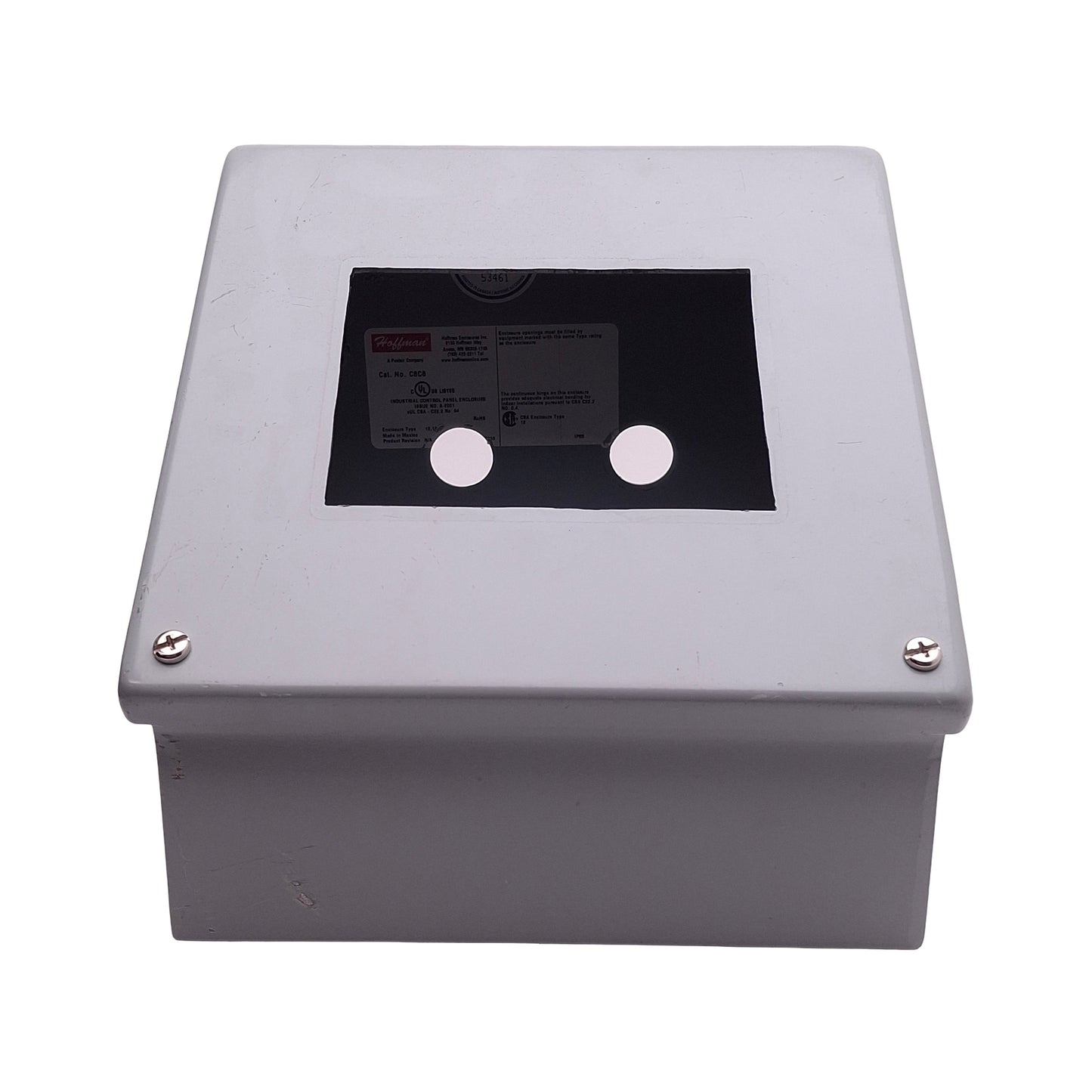 Used Hoffman C8C8 Steel Consolet Enclosure, Sloped Cover, 8" x 8" x 7.09" *w/ Holes*