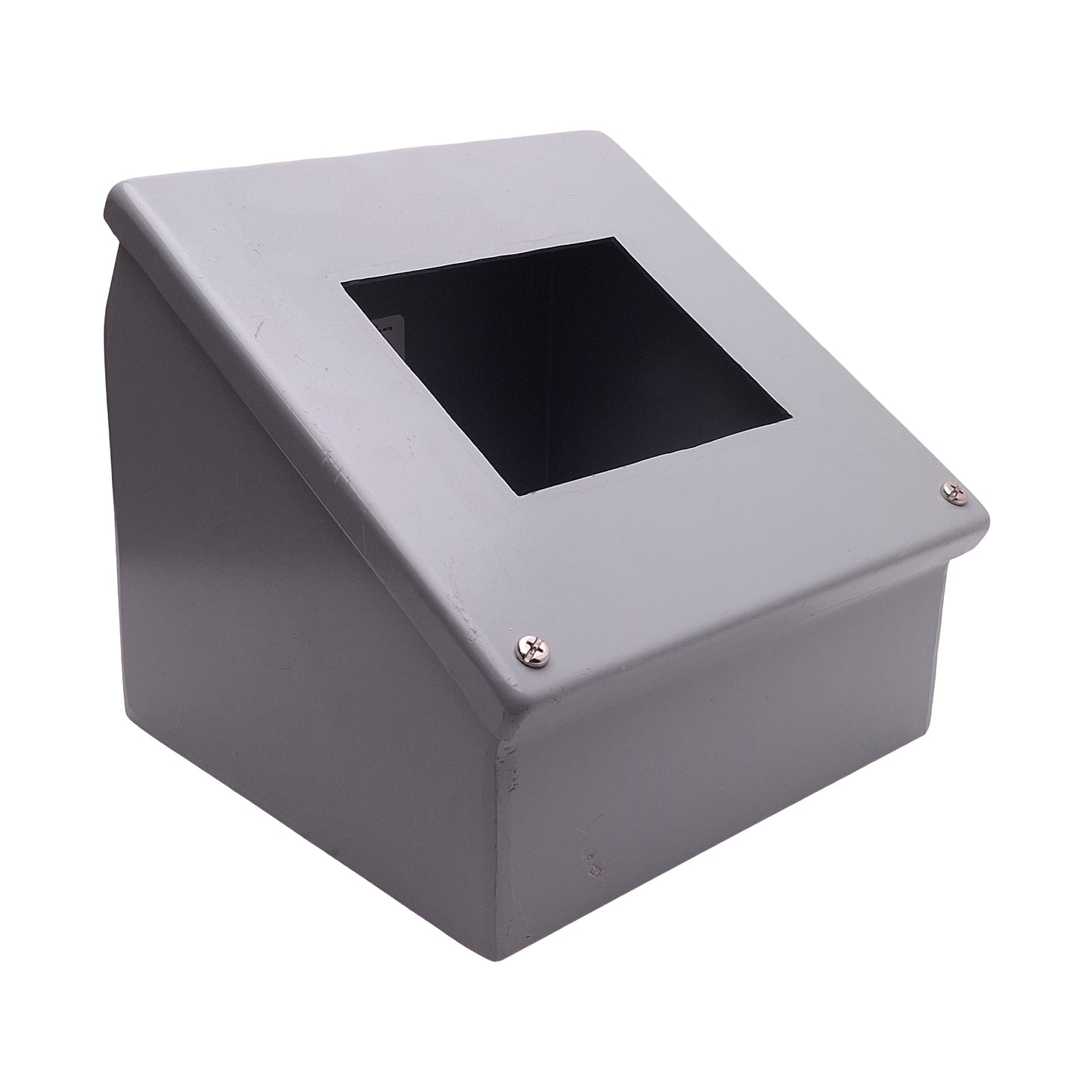 Used Hoffman C8C8 Steel Consolet Enclosure, Sloped Cover, 8" x 8" x 7.09" *w/ Holes*