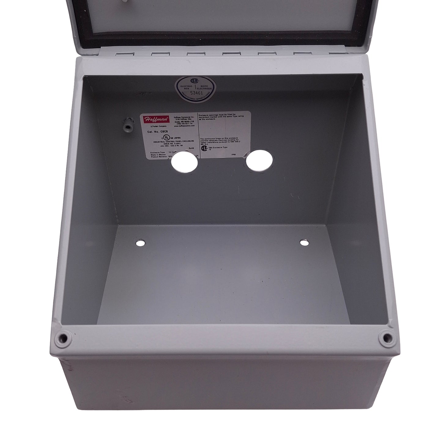 Used Hoffman C8C8 Steel Consolet Enclosure, Sloped Cover, 8" x 8" x 7.09" *w/ Holes*
