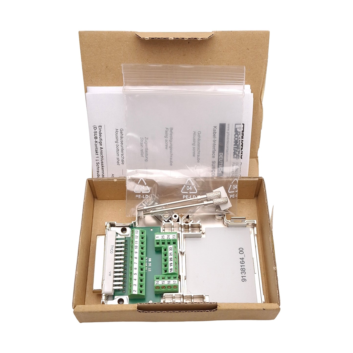 New Phoenix Contact SUBCON 25/F-SH D-Sub 45° Connector, 25-Pin Female, 50VDC 100mA