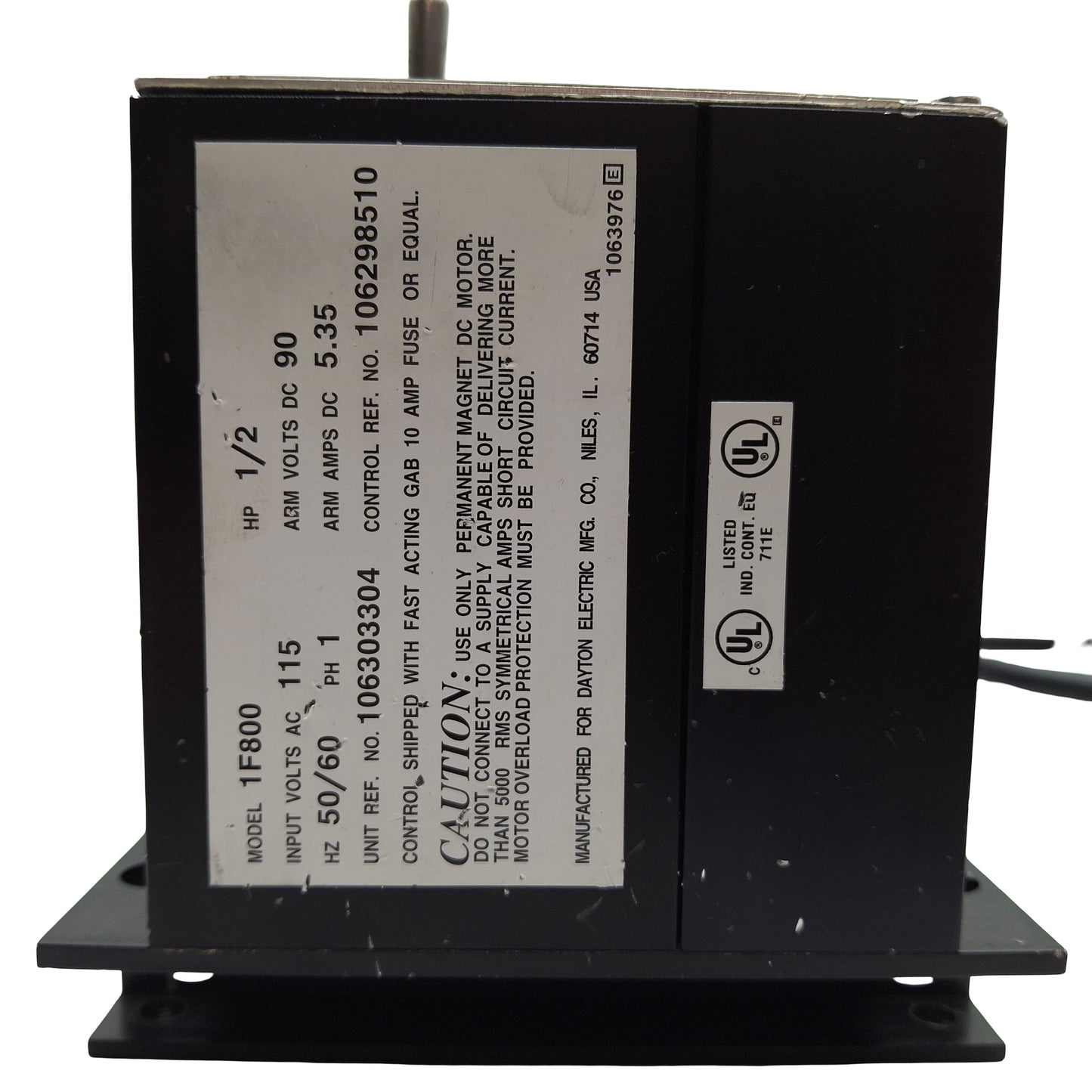 Used Dayton 1F800 Speed Controller, 120VAC Input, 90VDC Output, 9 Foot Cord