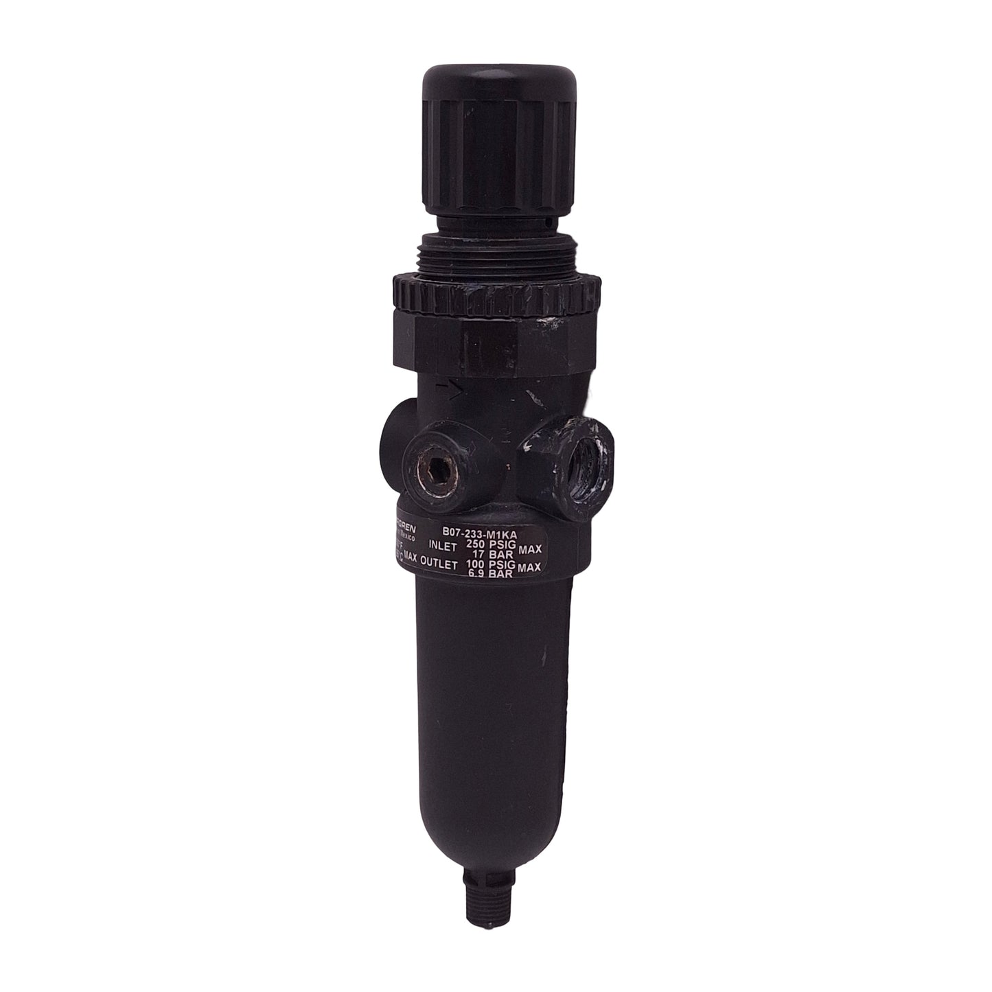 Used Norgren B07-233-M1KA Filter Regulator, 1/4in NPT, 4-100psi Out, 5µm, 14scfm