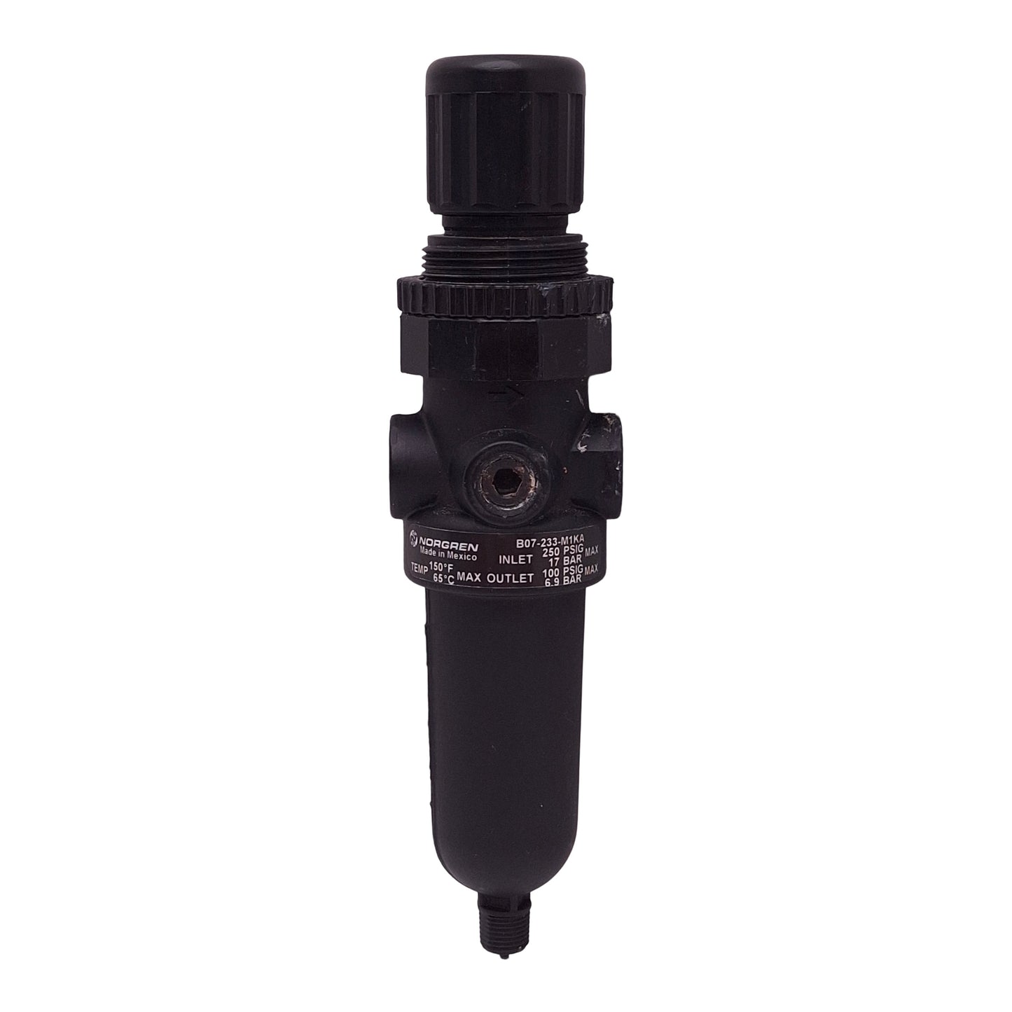 Used Norgren B07-233-M1KA Filter Regulator, 1/4in NPT, 4-100psi Out, 5µm, 14scfm