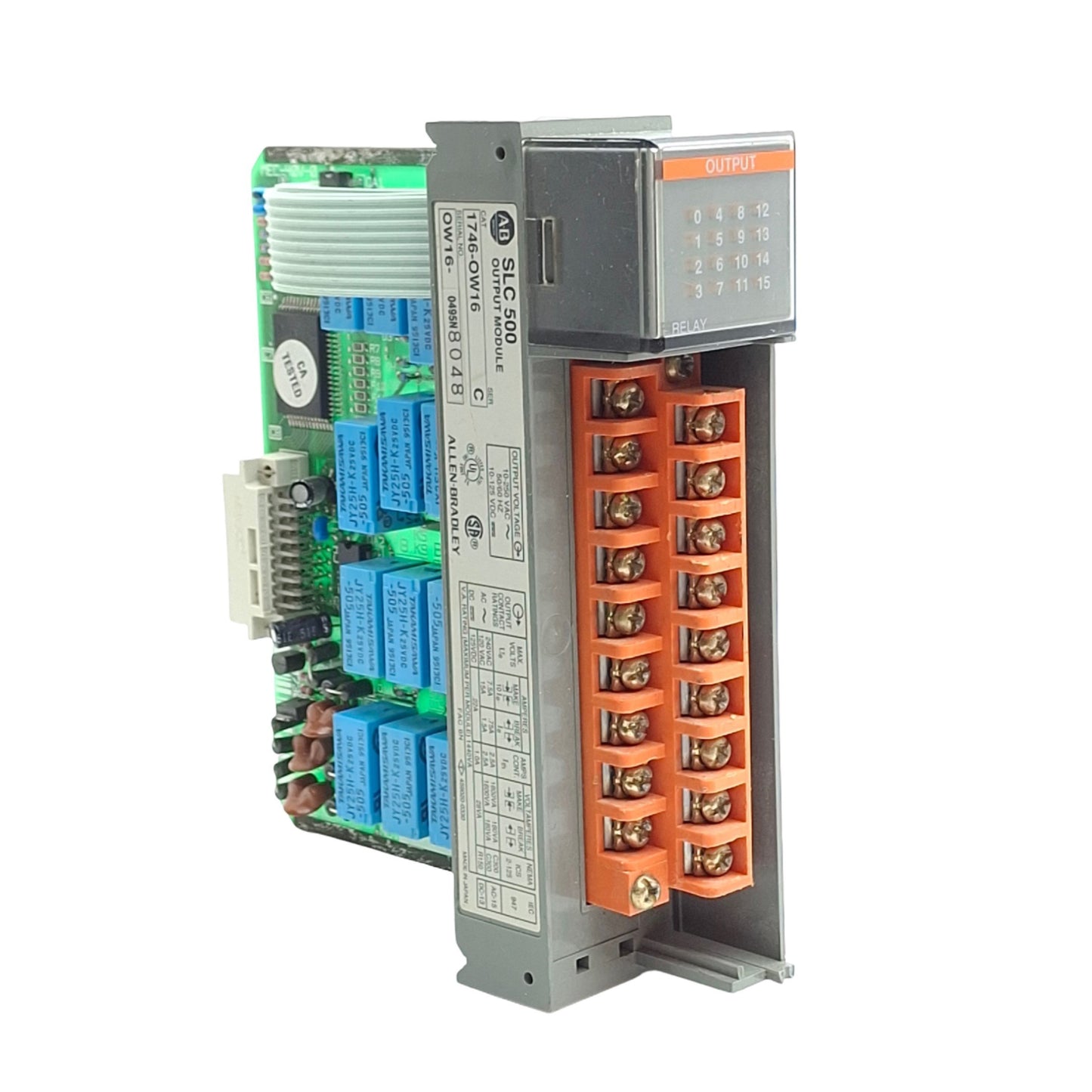 Used Allen Bradley 1746-OW16 SLC500 Series PLC I/O Relay Output Module, 16-Point