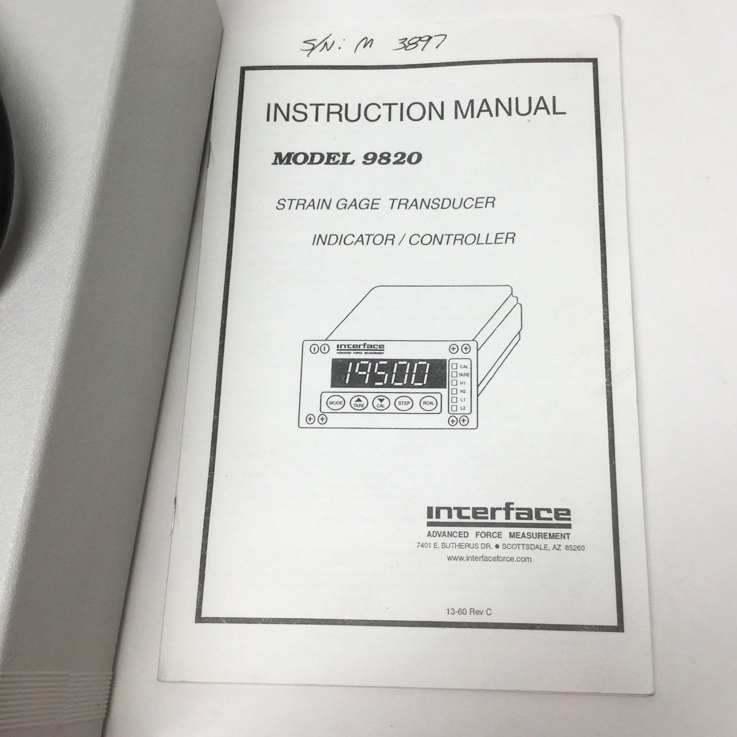 Used Interface 9820 Low Level Strain Gauge Transducer Digital Indicator, ±50mV Signal
