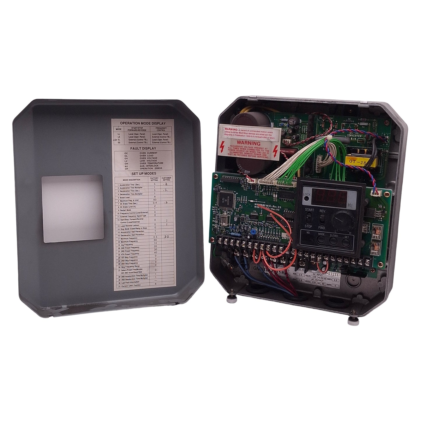 Used Allen Bradley 1333-AAA Frequency AC Drive, 230VAC 6.5A In, 230VAC 5A Out