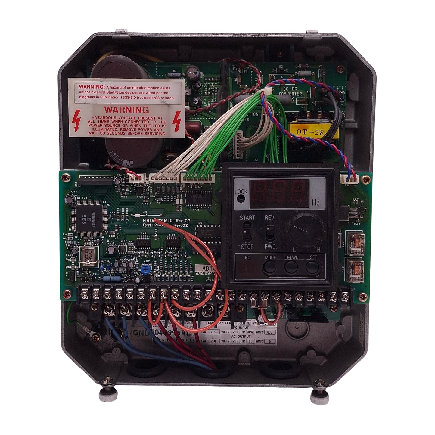 Used Allen Bradley 1333-AAA Frequency AC Drive, 230VAC 6.5A In, 230VAC 5A Out