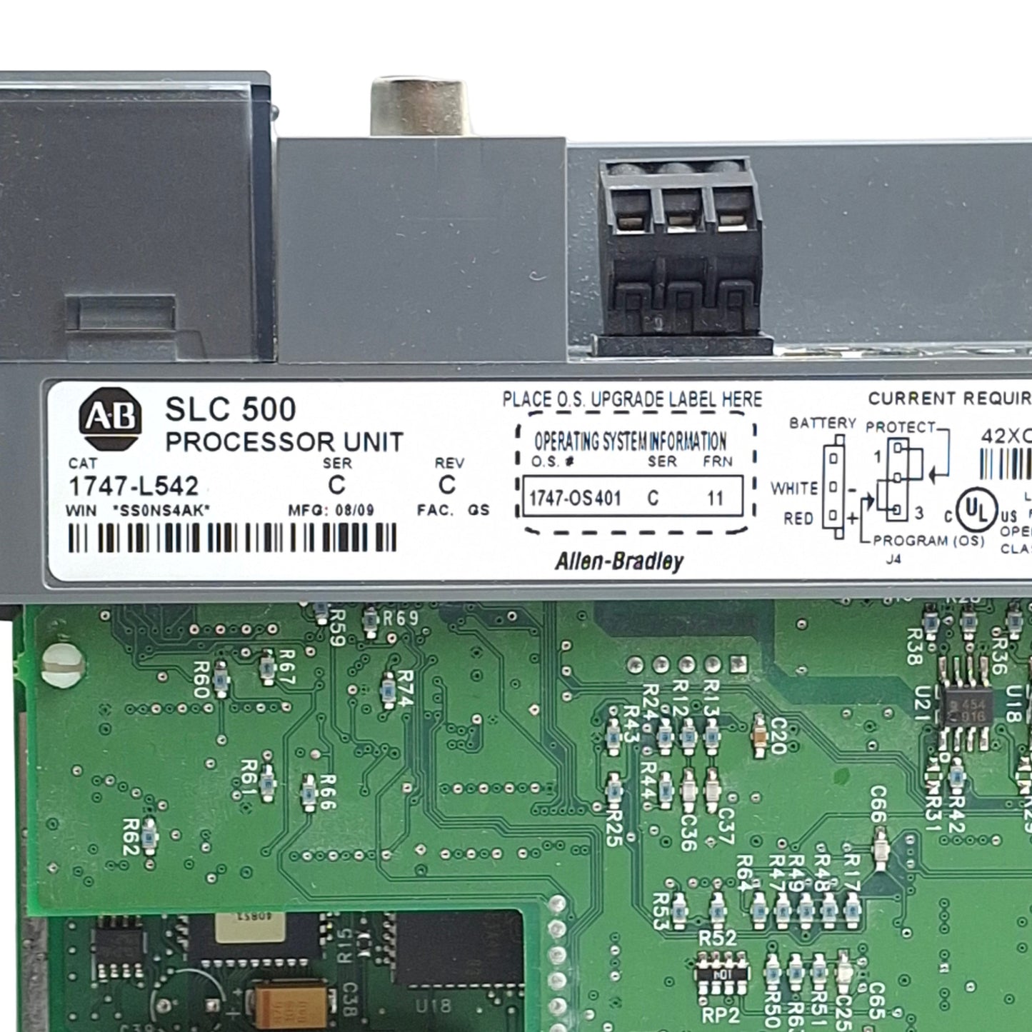 Used Allen Bradley 1747-L542 Ser C Rev C SLC500 CPU Processor, *No Key/Cover*