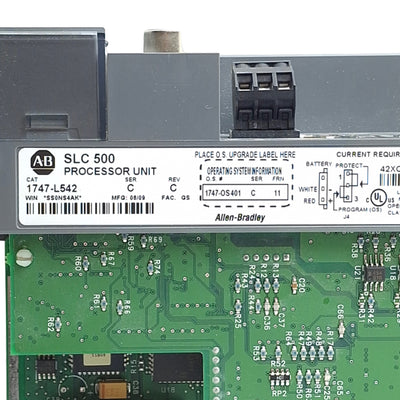 Used Allen Bradley 1747-L542 Ser C Rev C SLC500 CPU Processor, *No Key/Cover*