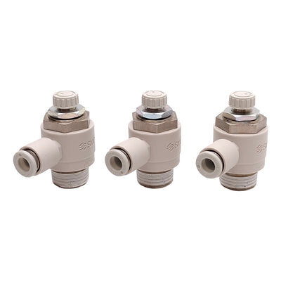 New – Open box Lot of 3 SMC AS3201F-04-06S Speed Control Fitting, 1.0MPa, ø6mm One-Touch, R3/8
