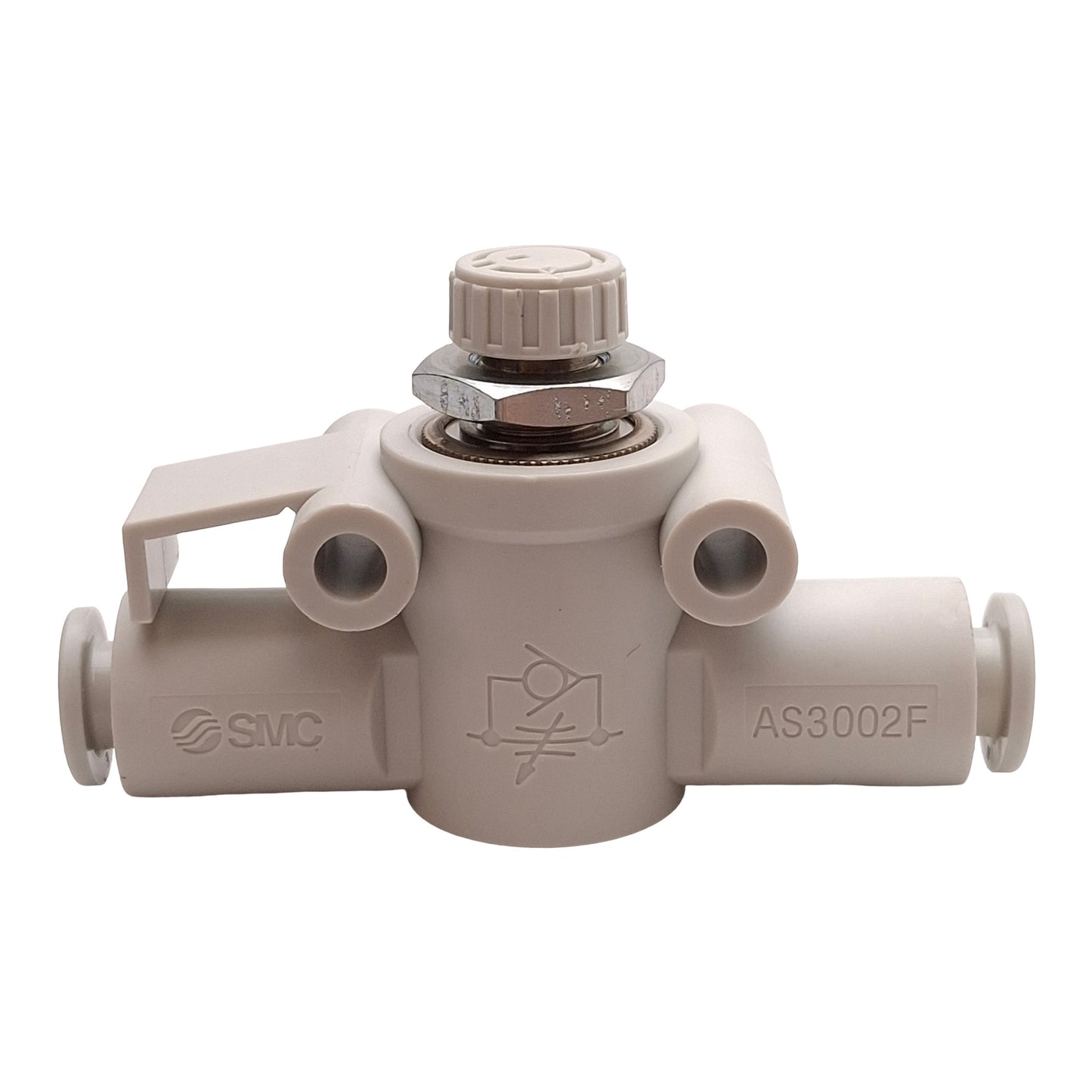 New – Open box Lot of 2 SMC AS3002F-06 Speed Control Fitting, 0.1-1.0MPa, ø6mm One-Touch