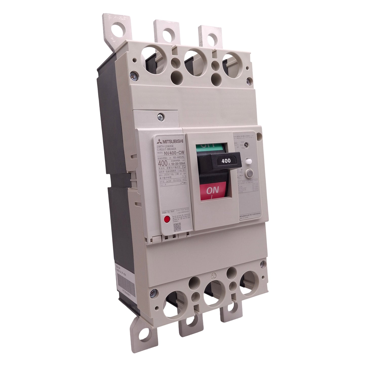 New Mitsubishi NV400-CW3P400A100 Earth Leakage Circuit Breaker, 3P, 400A 100-440VAC