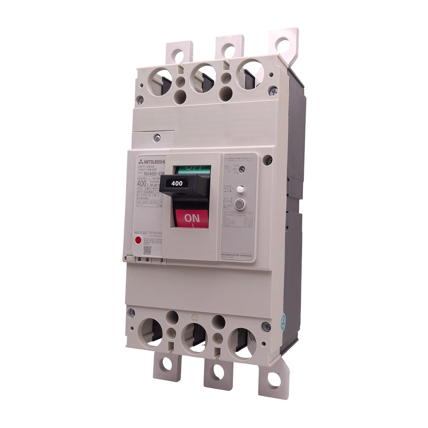 New Mitsubishi NV400-CW3P400A100 Earth Leakage Circuit Breaker, 3P, 400A 100-440VAC