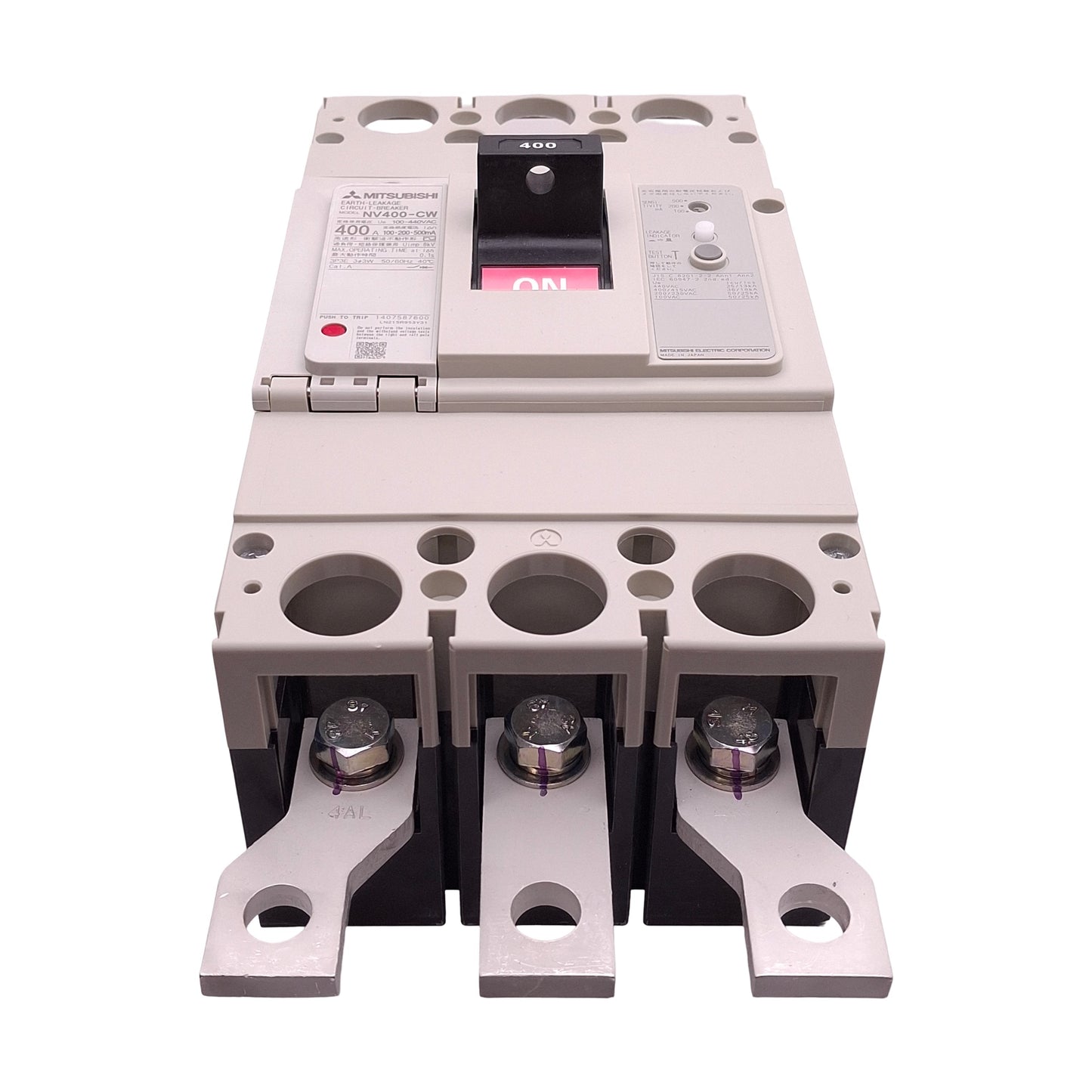 New Mitsubishi NV400-CW3P400A100 Earth Leakage Circuit Breaker, 3P, 400A 100-440VAC