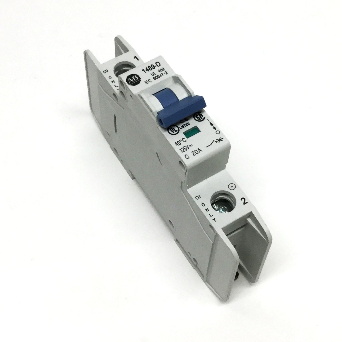 New – Open box Allen Bradley 1489-D1C200 Circuit Breaker, 1-Pole, 20A, C-Curve, 125/250VDC