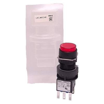 New Idec LA1L-M1C14R Pushbutton Switch, SPDT, 125VAC/30VDC 0.1A, Red Momentary ø16mm
