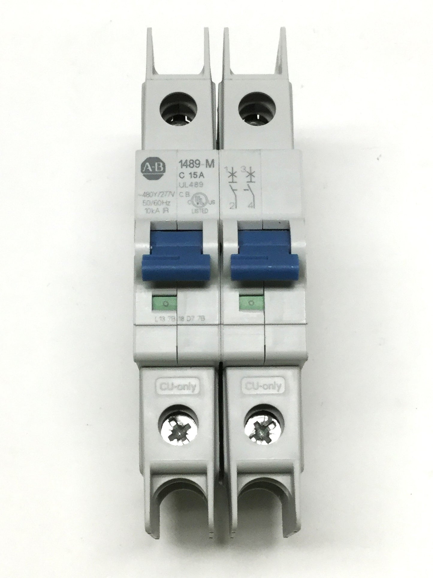 New – Open box Allen Bradley 1489-M2C150 Circuit Breaker, 2-Pole, C-Curve, 480Y/277VAC 15A