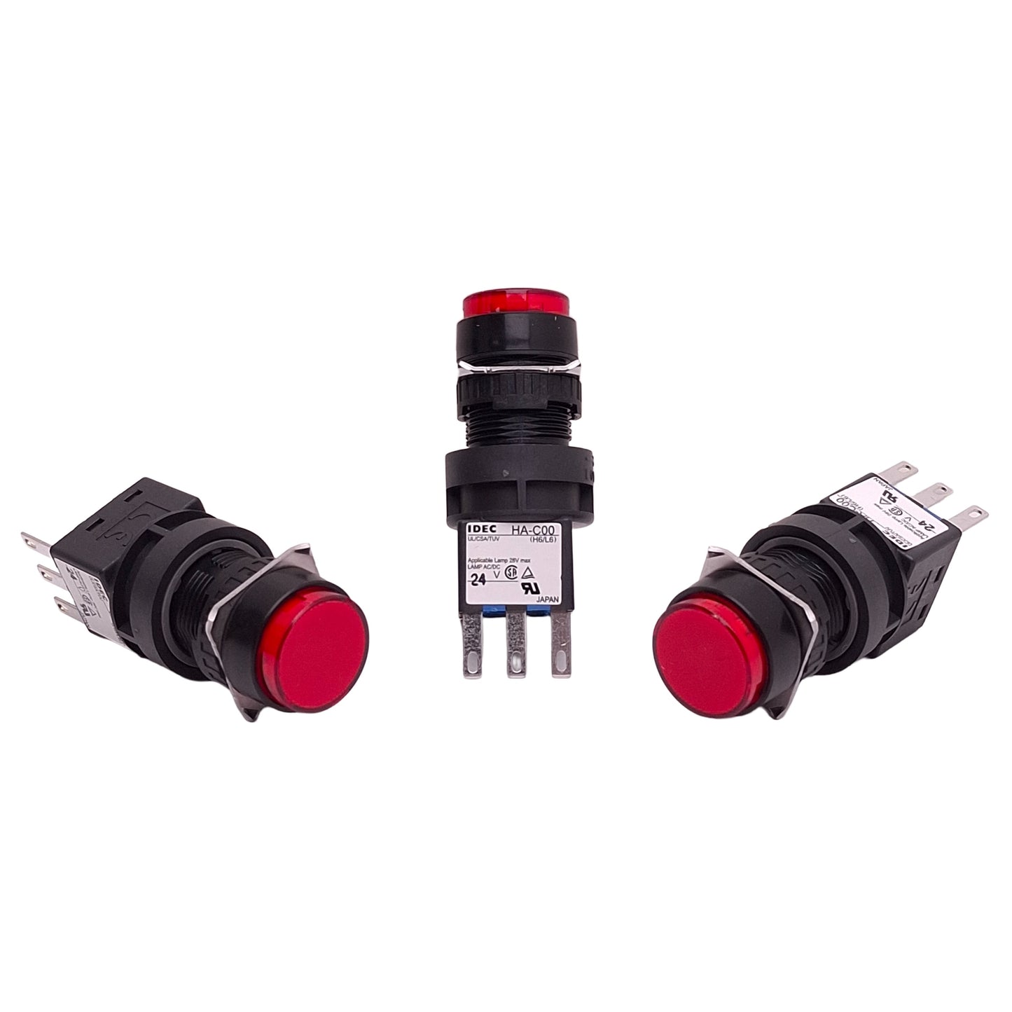 New Lot of 3 Idec LA1P-1C04R Indicator Pilot Lamp Switch, 24VDC/VAC, Red, ø16mm