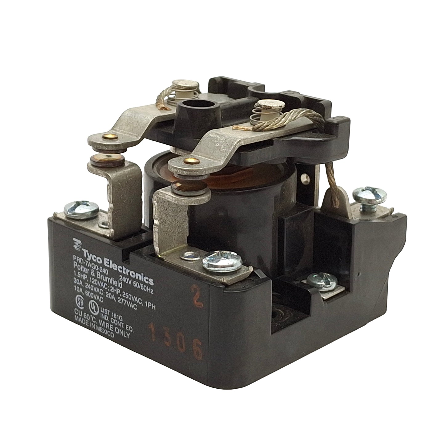 Used Potter & Brumfield PRD-7AG0-240 Power Relay, DPST-N/O, 600VAC 10A, Coil: 240VAC