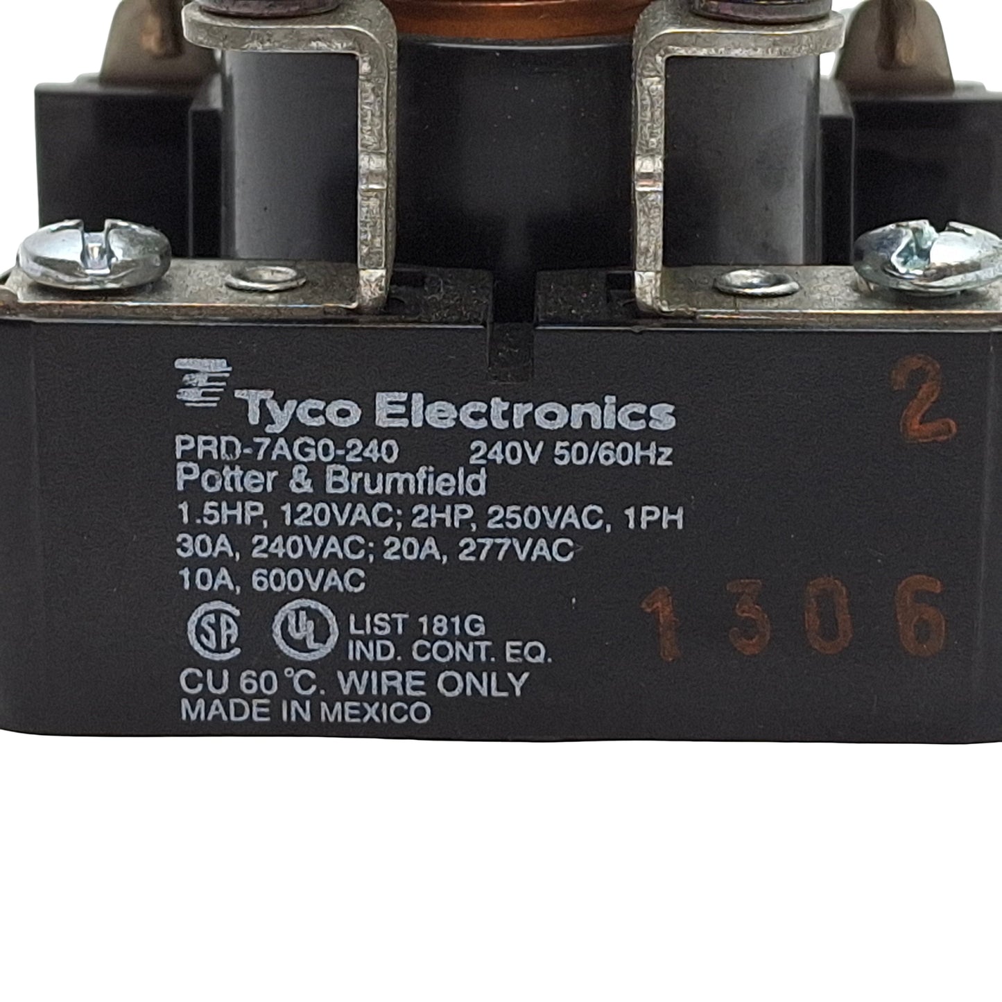 Used Potter & Brumfield PRD-7AG0-240 Power Relay, DPST-N/O, 600VAC 10A, Coil: 240VAC