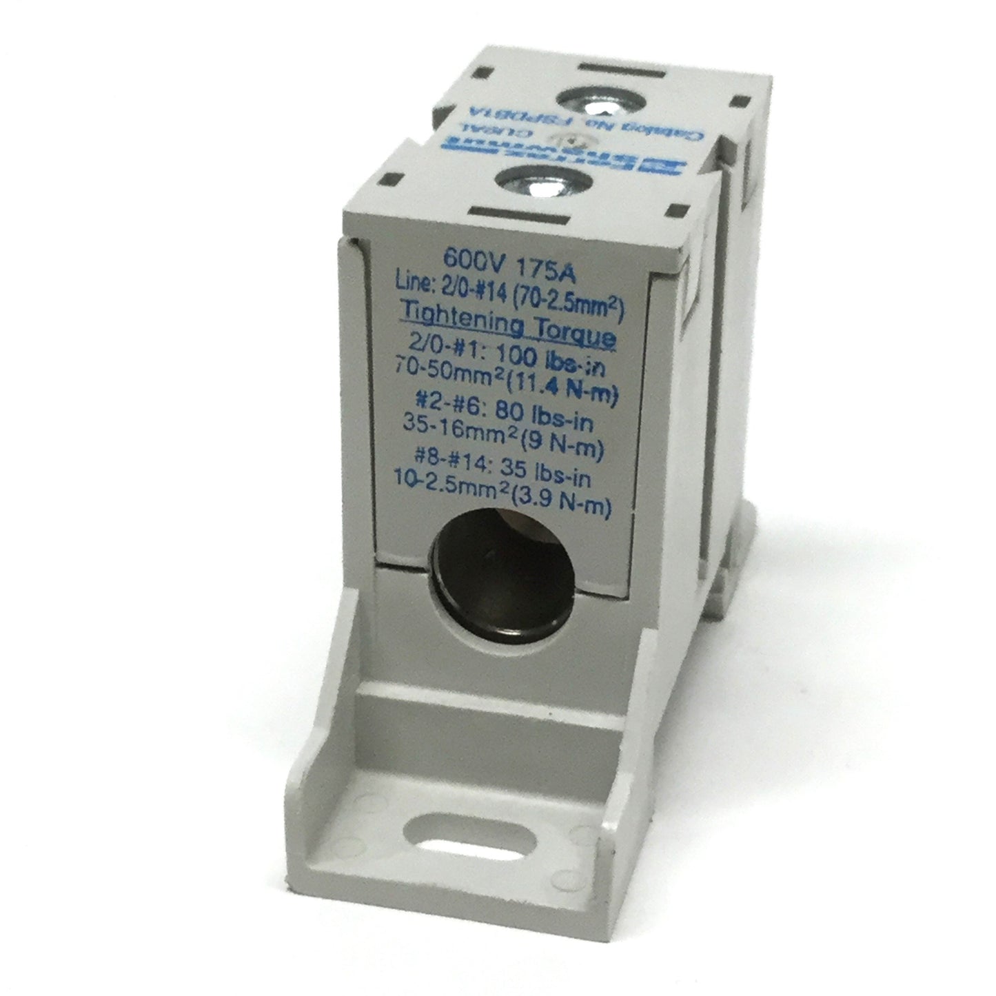 New – Open box Ferraz Shawmut FSPDB1A DIN Rail Power Distribution Block, 1-Pole, 600V 175A