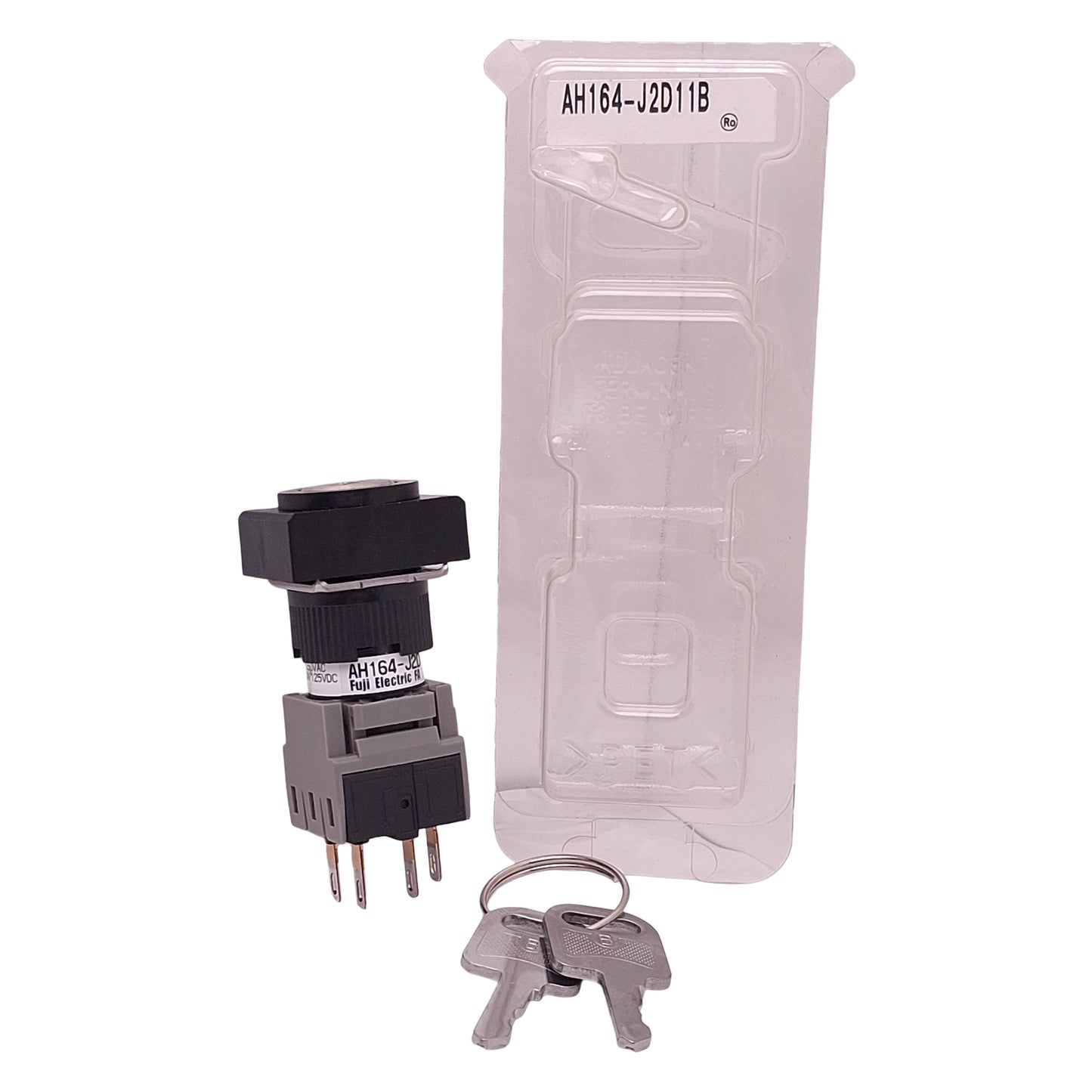 New Fuji Electric AH164-J2D11B Keylock Switch, 1NO+1NC, 2-Pos, 250VAC/125VDC, ø16mm