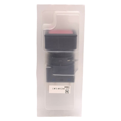 New Idec LW7L-M1C24R Red Illuminated Momentary Pushbutton, 25mm, DPDT, 125VAC/30VDC