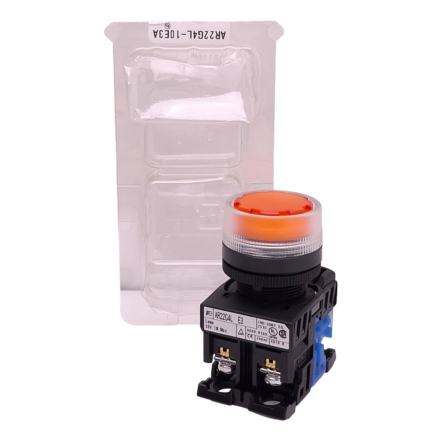 New Fuji Electric AR22G4L-10E3A Illuminated Pushbutton, Amber, 1NO, 600VAC 10A, 22mm