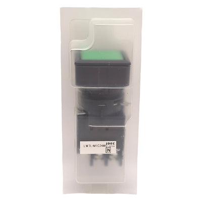 New Idec LW7L-M1C24MG Green Illuminated Momentary Pushbutton 25mm DPDT 125VAC/30VDC