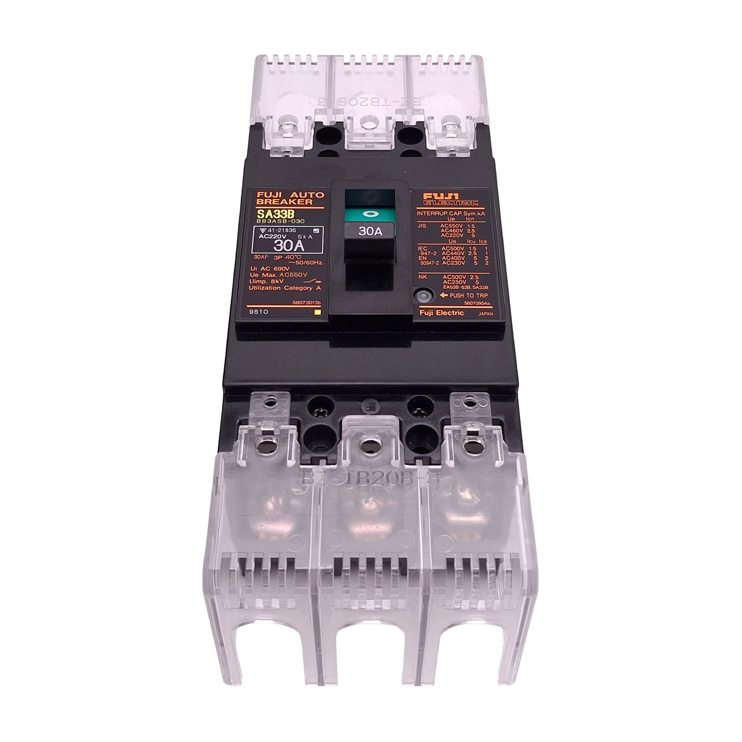 Used Fuji Electric SA33B BB3ASB-030 Auto Circuit Breaker, 3-Pole, 30A 220VAC