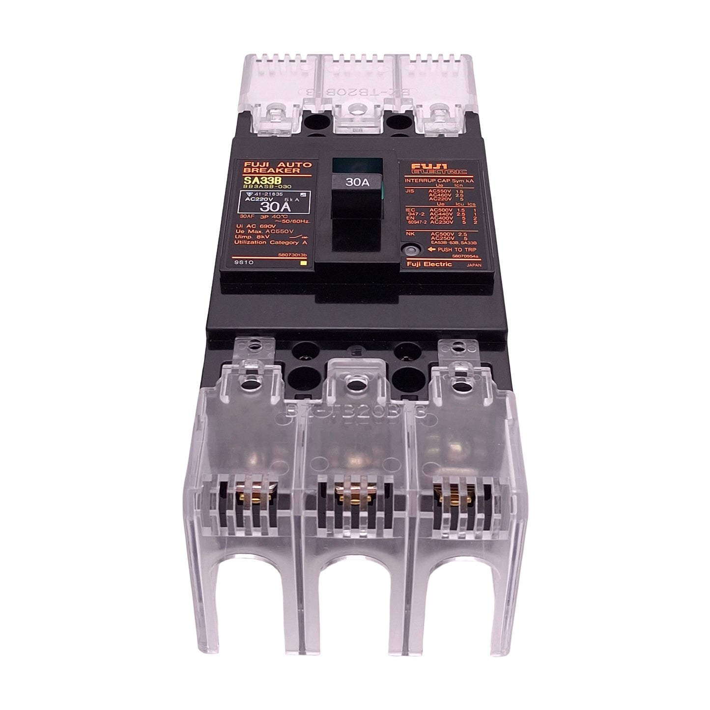 Used Fuji Electric SA33B BB3ASB-030 Auto Circuit Breaker, 3-Pole, 30A 220VAC