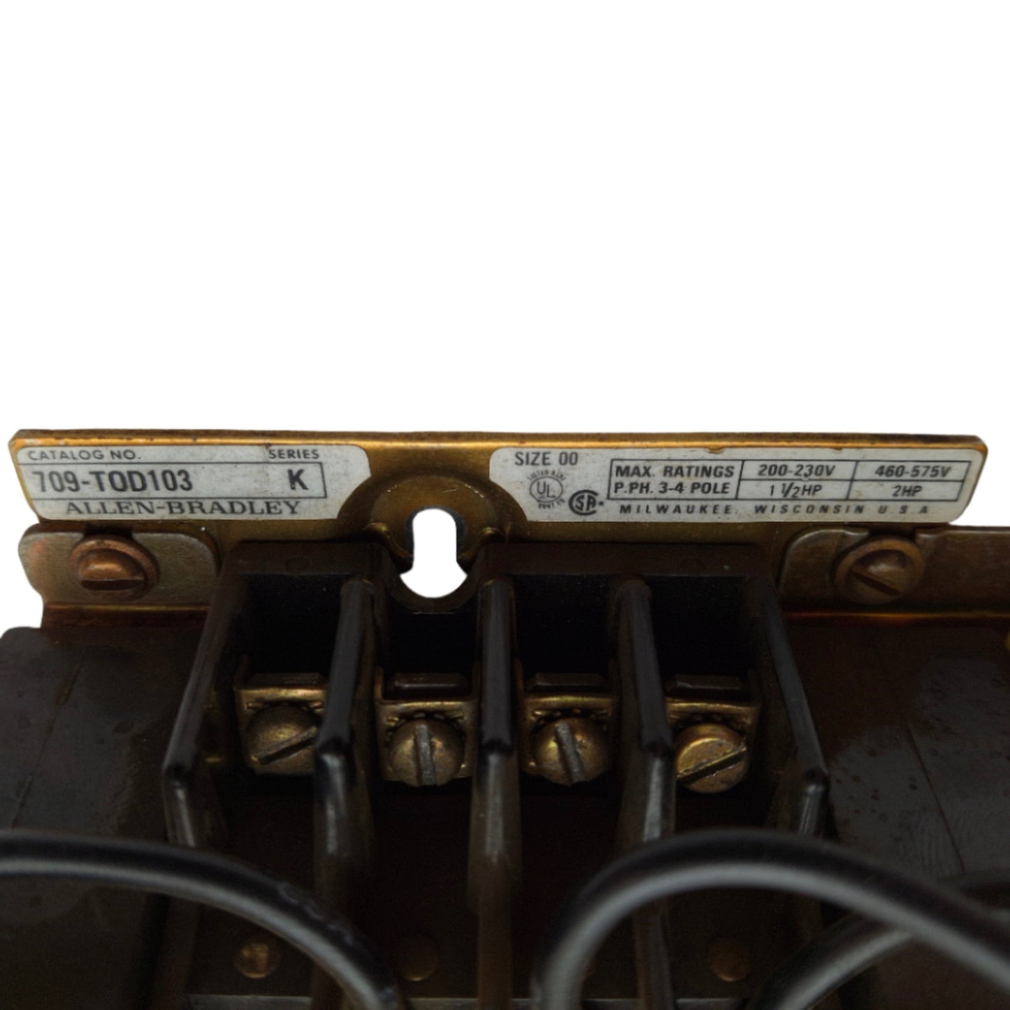 Used Allen Bradley 709-TOD103 K Motor Starter Size 00, 200-575VAC, 2HP, 3 Pole