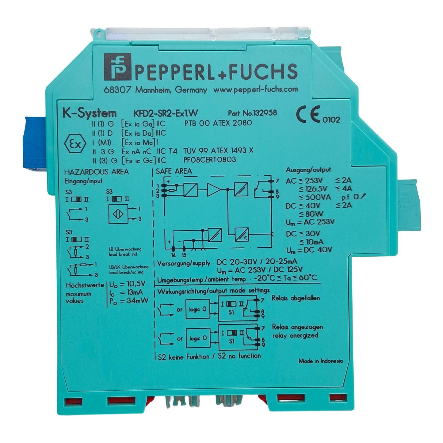 New Pepperl+Fuchs KFD2-SR2-Ex1.W Isolated Switch Amplifier 1-Channel 24VDC DIN Rail