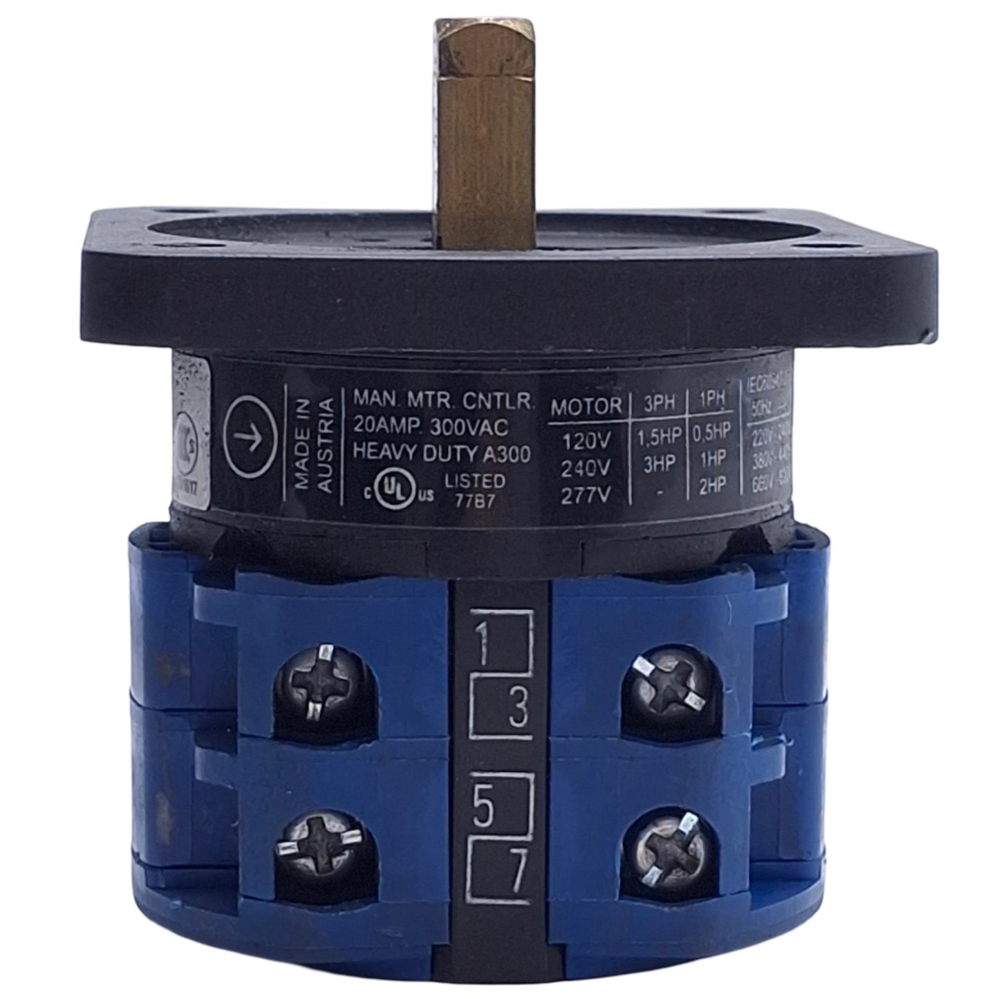 Used Kraus & Naimer CA10 GBL908*03 Rotary Cam Switch 2 Pole, 4 Positions, 20A, 300VAC