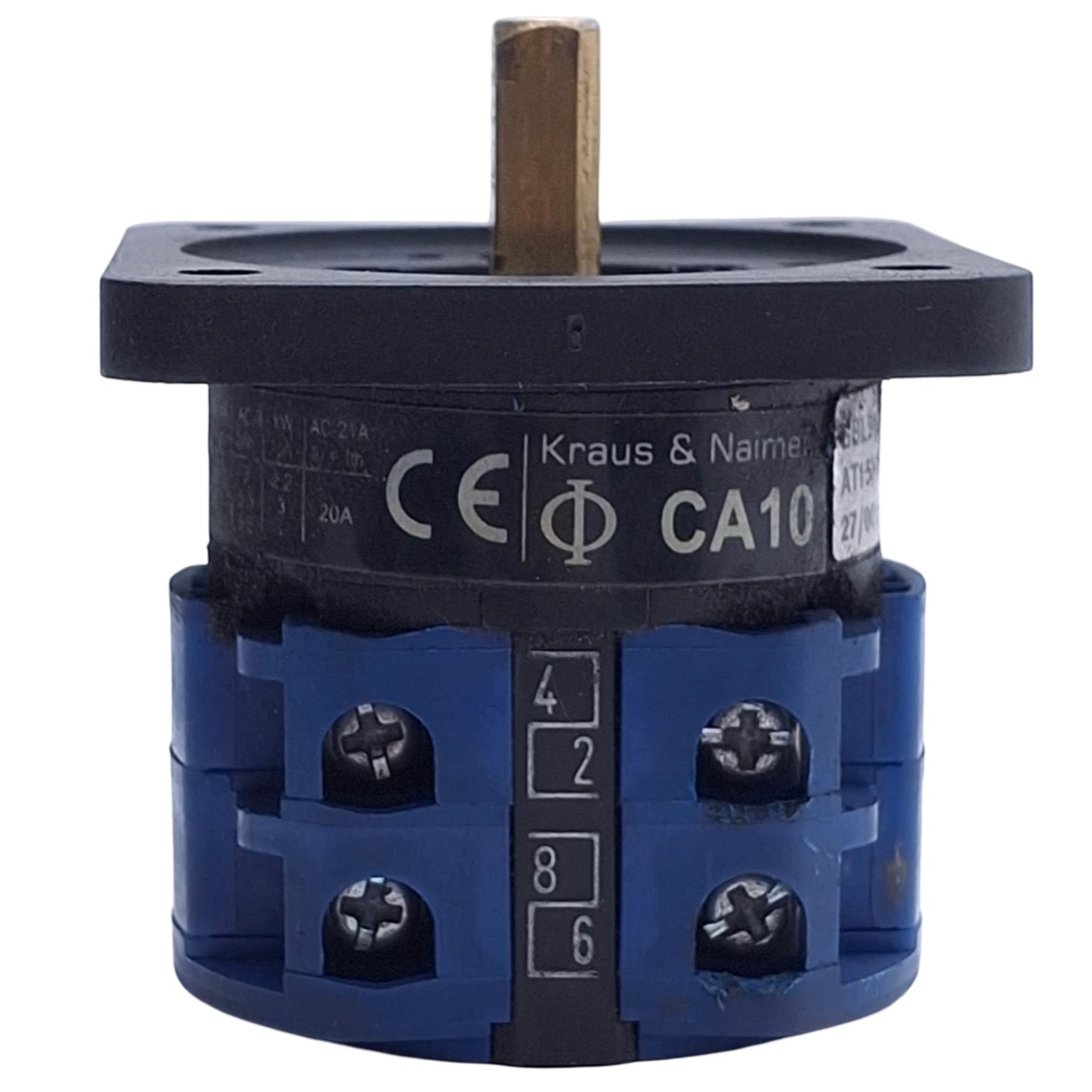 Used Kraus & Naimer CA10 GBL908*03 Rotary Cam Switch 2 Pole, 4 Positions, 20A, 300VAC