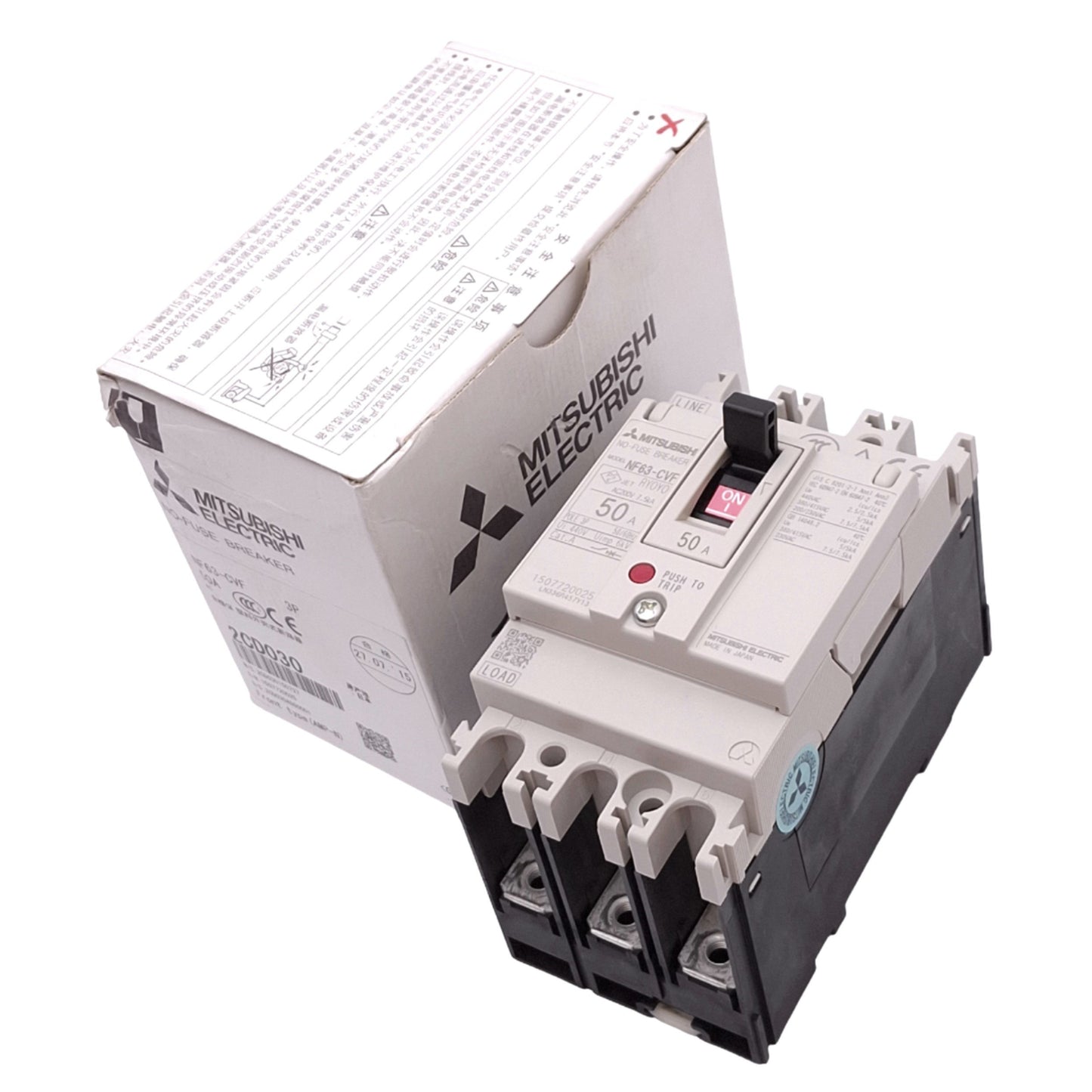 New Mitsubishi NF63-CVF3P50A No-Fuse Circuit Breaker, 3-Pole, 50A, 440VAC Max