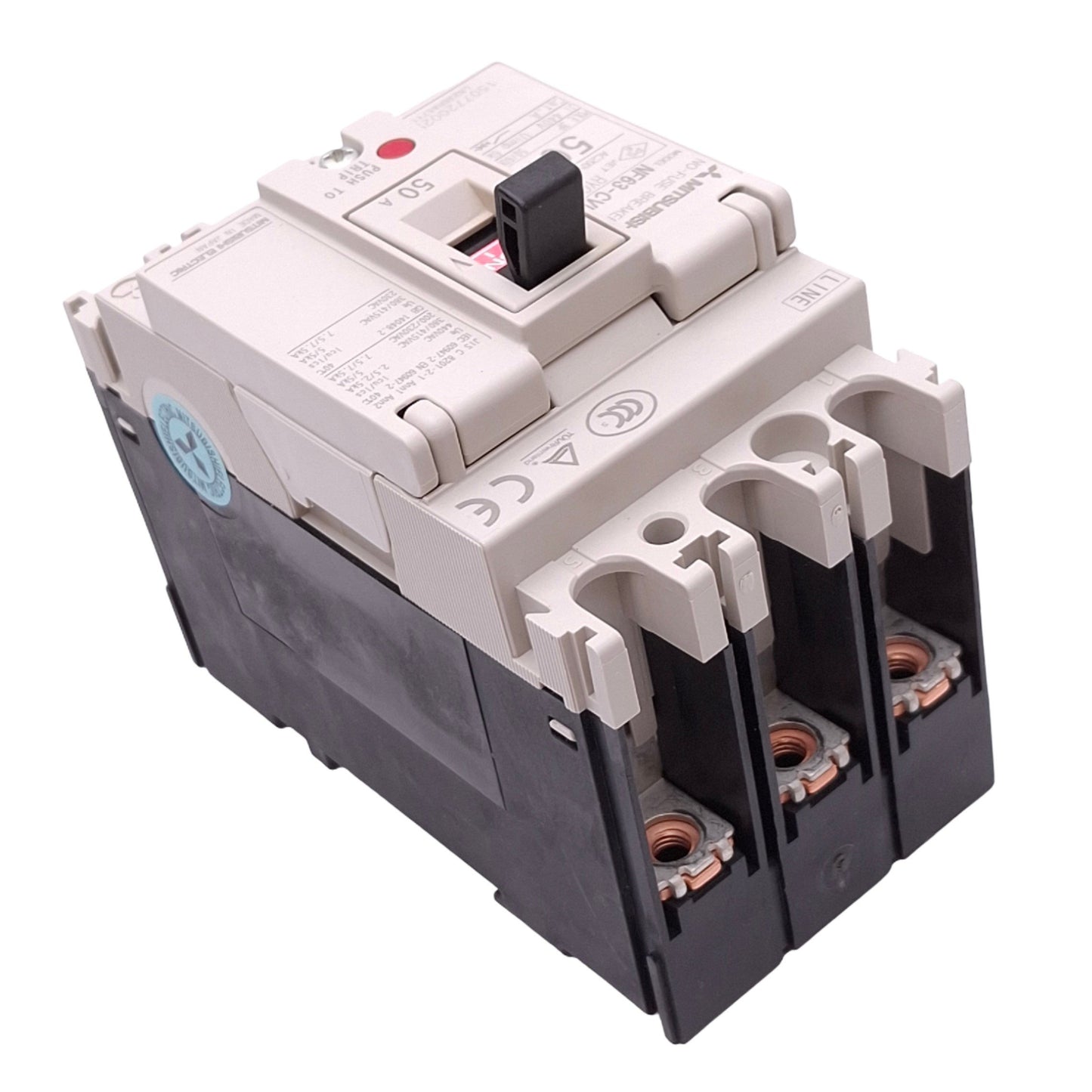 New Mitsubishi NF63-CVF3P50A No-Fuse Circuit Breaker, 3-Pole, 50A, 440VAC Max