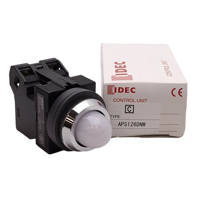 New Idec APS126DNW White Dome Pilot Light ø25mm, 6VAC/DC 1W Lamp, 200/220VAC Contact