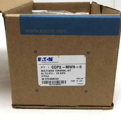 New Eaton CCP2-MW6-6 Disconnect Switch Terminal Lug Kit, 6-Port, 400A, 14-1/0 AWG