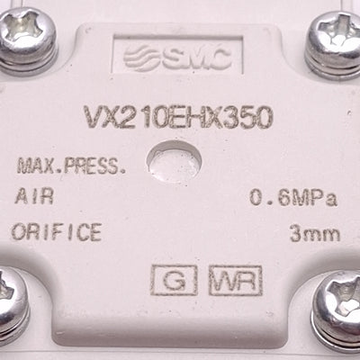 New SMC VX210EHX350 Solenoid Valve, 2-Way, N.C., 1/4in NPT, 0.6MPa Max, 100VAC Coil