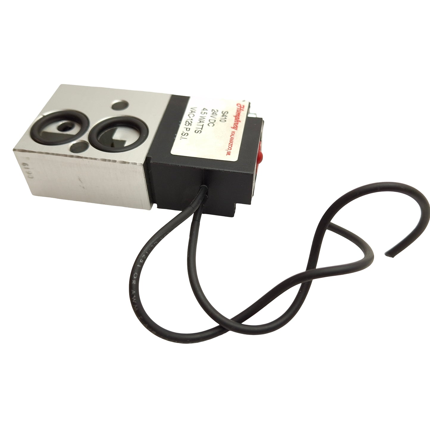 Used Humphrey S410 Solenoid Valve, 4-Port 2-Pos, 1/8NPSF, Vac to 125psi, 24VDC Coil