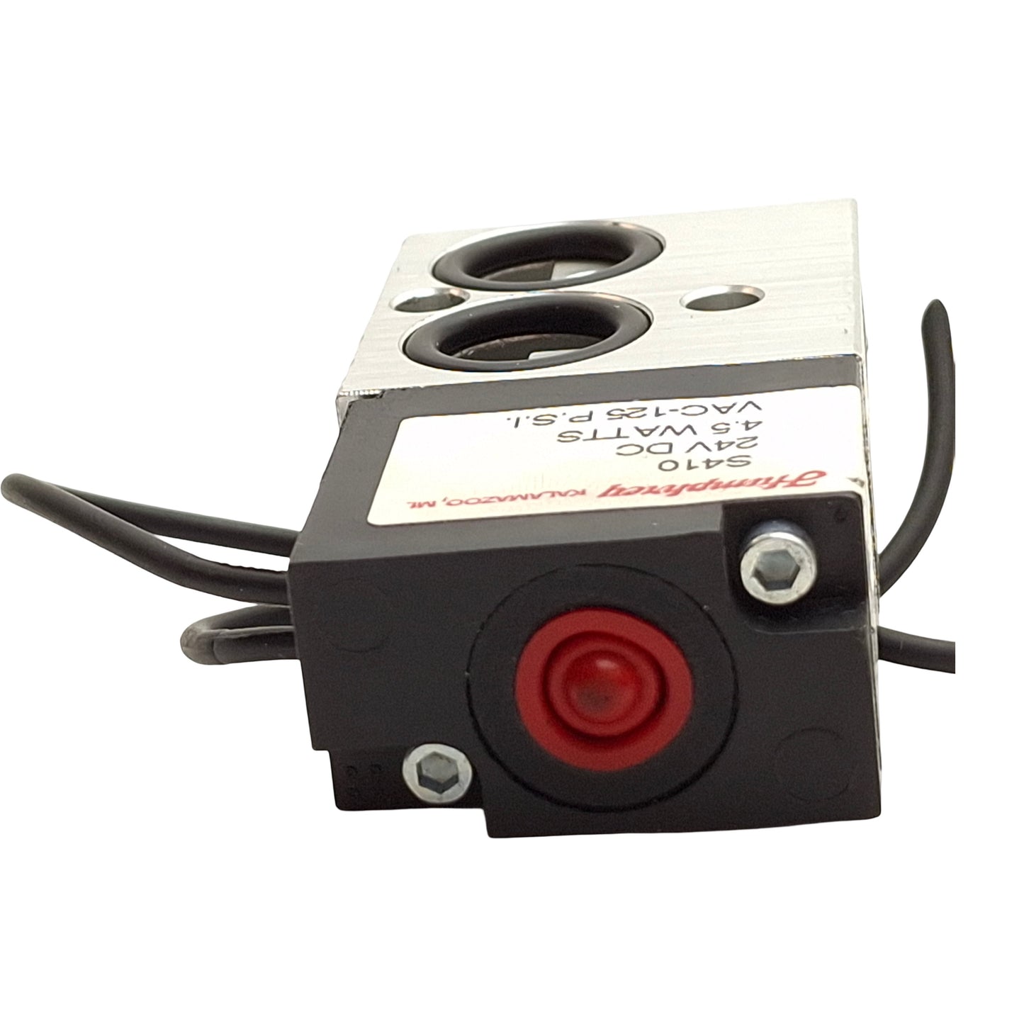 Used Humphrey S410 Solenoid Valve, 4-Port 2-Pos, 1/8NPSF, Vac to 125psi, 24VDC Coil
