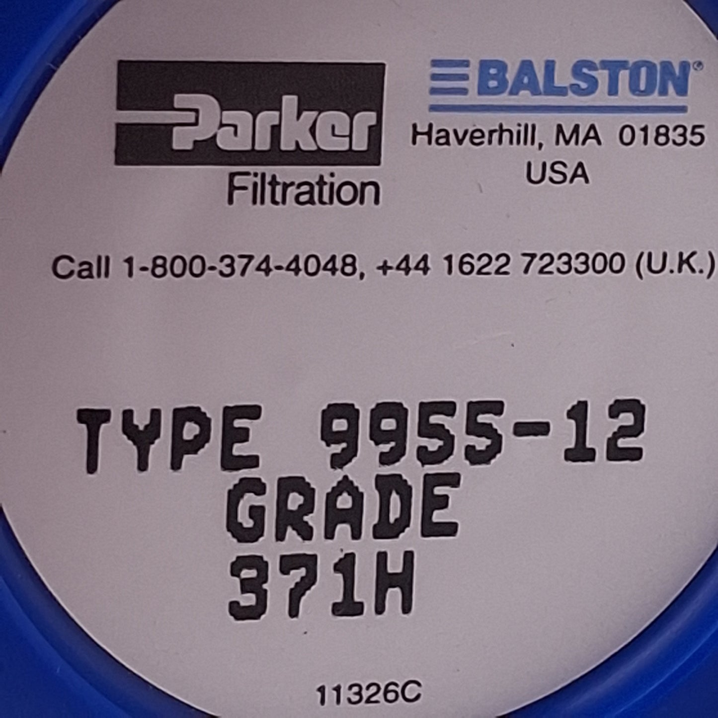 Used Parker 9955-12-371H Vacuum Pump Exhaust Filter, 1/2in NPT, 15psig, 3cfm, 0.1µm